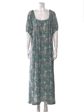 Natalie Martin Teal Floral Maxi Dress 100% silk